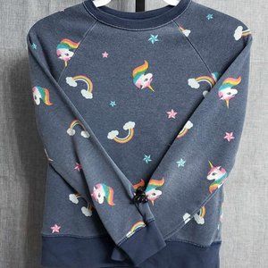 Athletic Works Girls Medium (7-8) Blue Long Sleeve Pullover Sweatshirt | Unicorn